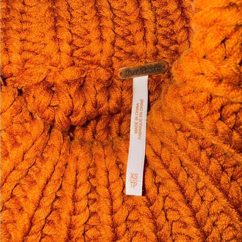 Free People My Only Sunshine Chunky Slouchy Knit Sweater Tuscan Earth Orange XS - Picture 9 of 10
